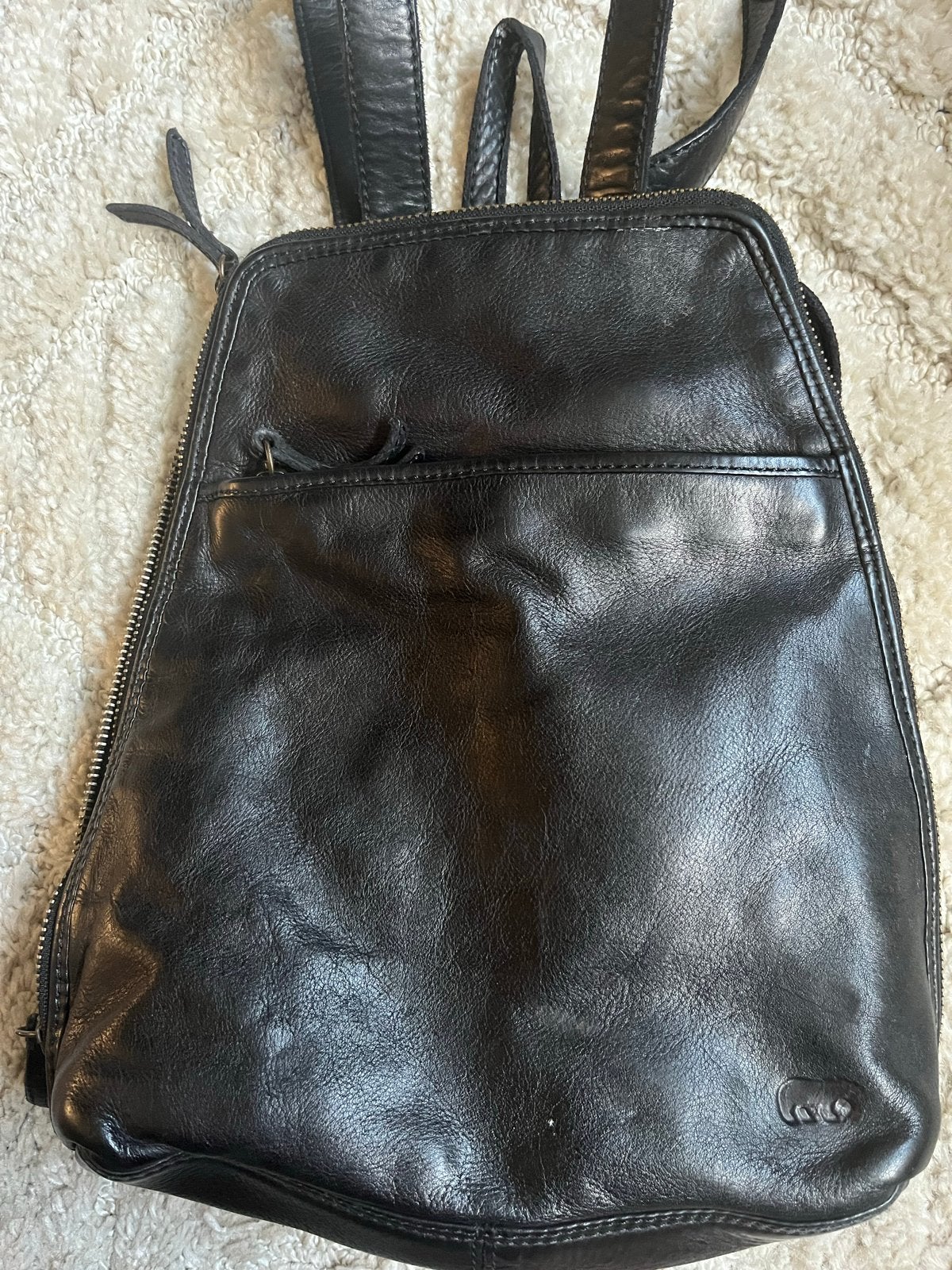Zwarte leren rugzak van Bear Design “iris”, Overige merken, Gebruikt, 25 tot 40 cm, Ophalen of Verzenden