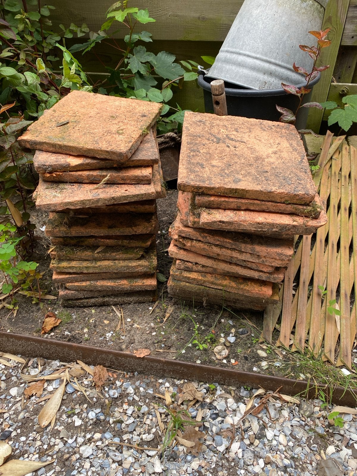 Oude terracotta tegels voor tuin of decoratie, Ophalen, Gebruikt, Keramiek, 20 tot 40 cm