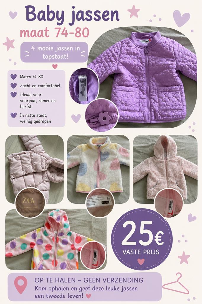 Baby jassen maat 74 tm 86, Ophalen, Zo goed als nieuw, Meisje