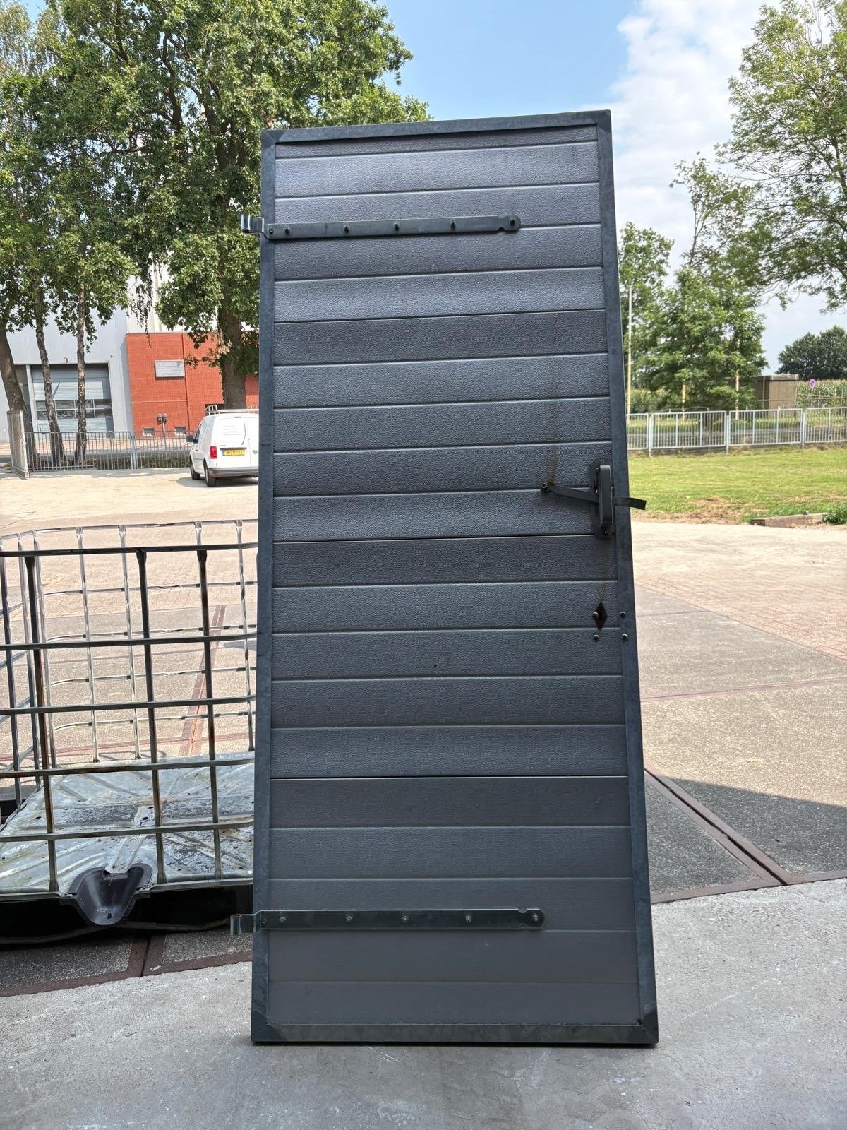 Robuuste grijze garagedeur, gebruikt, Ophalen, Gebruikt, 80 tot 100 cm, Garagedeur