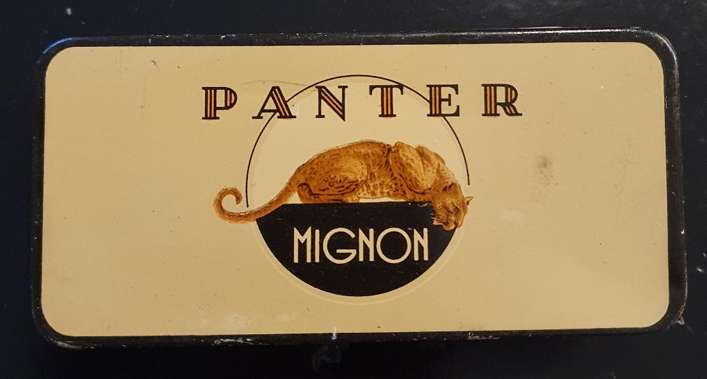 vintage sigarenblikje Panter, Ophalen of Verzenden, Gebruikt, Tabaksdoos of Verpakking