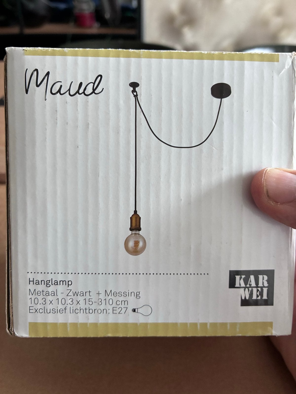 Nieuwe in doos Karwei hanglamp Maud - Zwart/Messing E27, Ophalen, Nieuw, Metaal, E27 (groot)