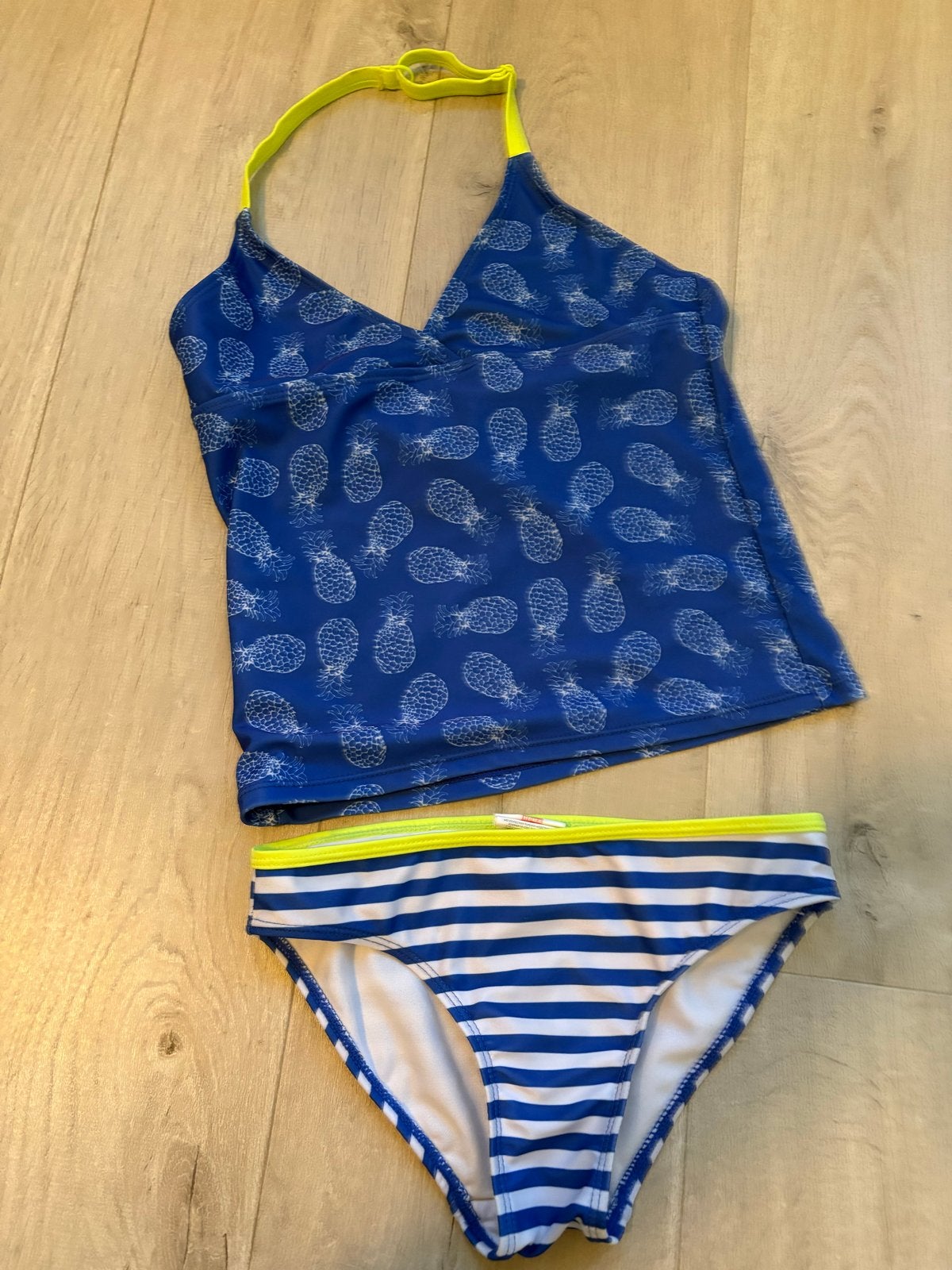 HEMA Tankini Meisje Blauw Ananasprint Maat 146/152 Z.g.a.n., Ophalen of Verzenden, Zo goed als nieuw, Blauw, Overige typen