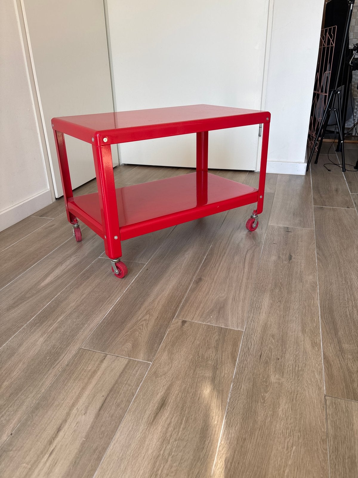 IKEA Ola Wihlborg PS 2012 serveerwagen rood, Gebruikt, Metaal of Aluminium, 55 tot 75 cm, Rechthoekig