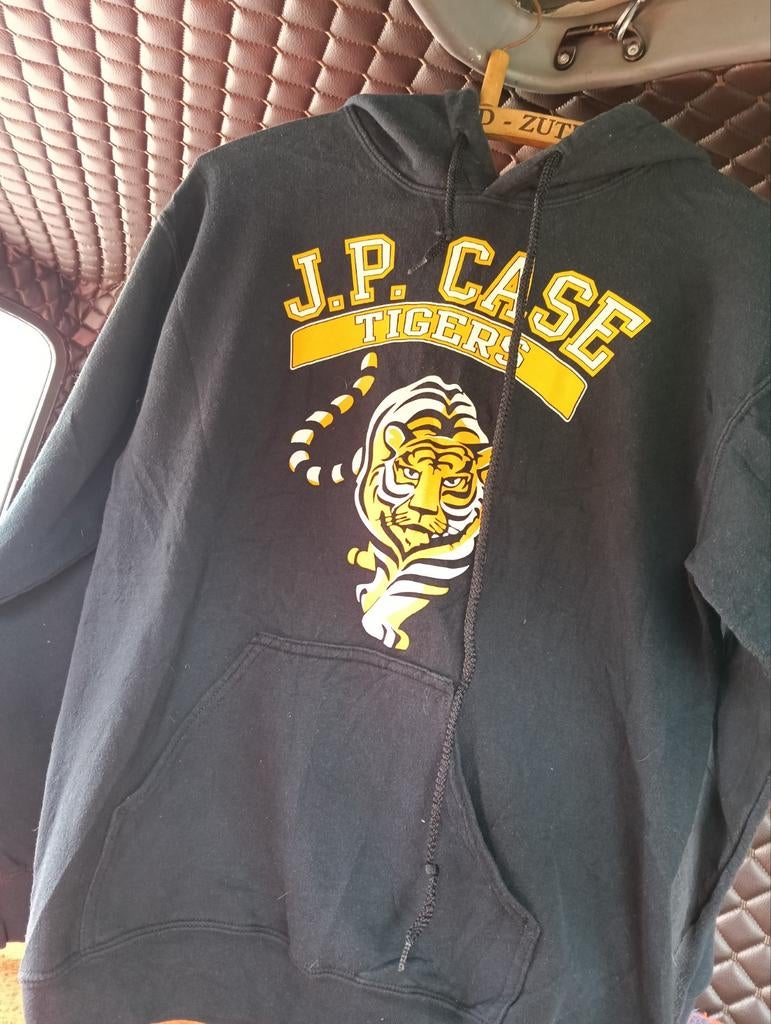 USA Vintage hoodie J.P. Case Tigers Maat Small, Zwart, Ophalen of Verzenden, Gedragen, Maat 46 (S) of kleiner