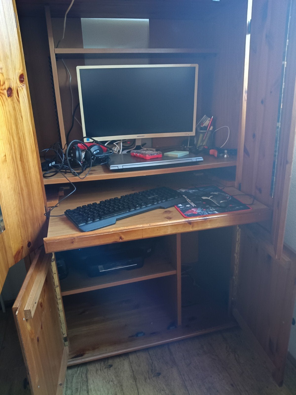 computerkast grenen, Huis en Inrichting, Ophalen, Gebruikt, 120 tot 170 cm