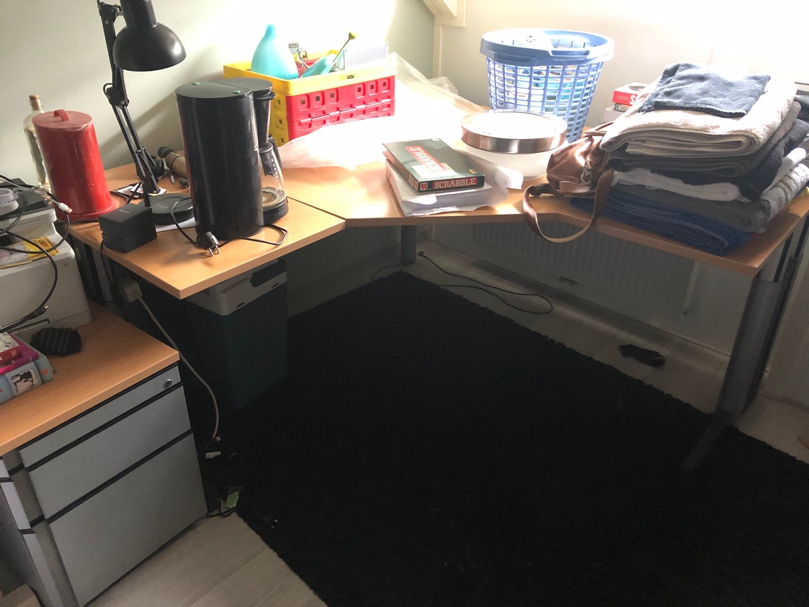 Hoekbureau met ladeblok - Ideaal voor thuiskantoor, Huis en Inrichting, Bureaus, Ophalen, Gebruikt, Met lades, Spaanplaat of MDF