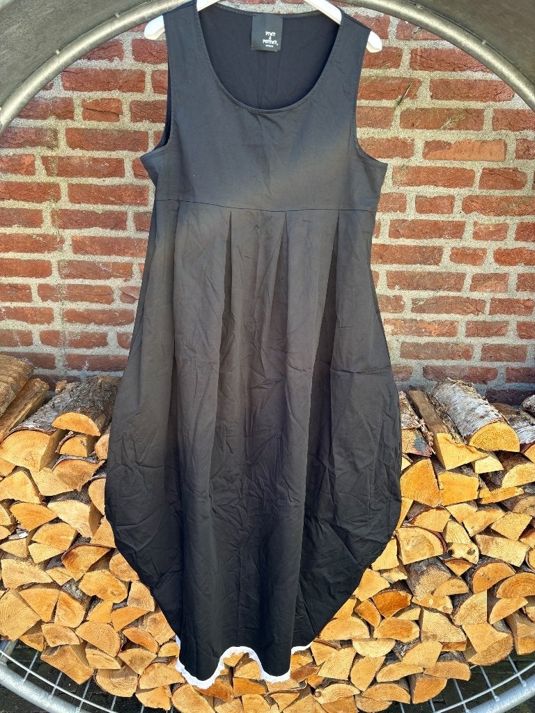 Prêt a Porter Venezia jurk / maxi poplin dress maat 38/40, Maat 38/40 (M), Verzenden, Zwart, Zo goed als nieuw
