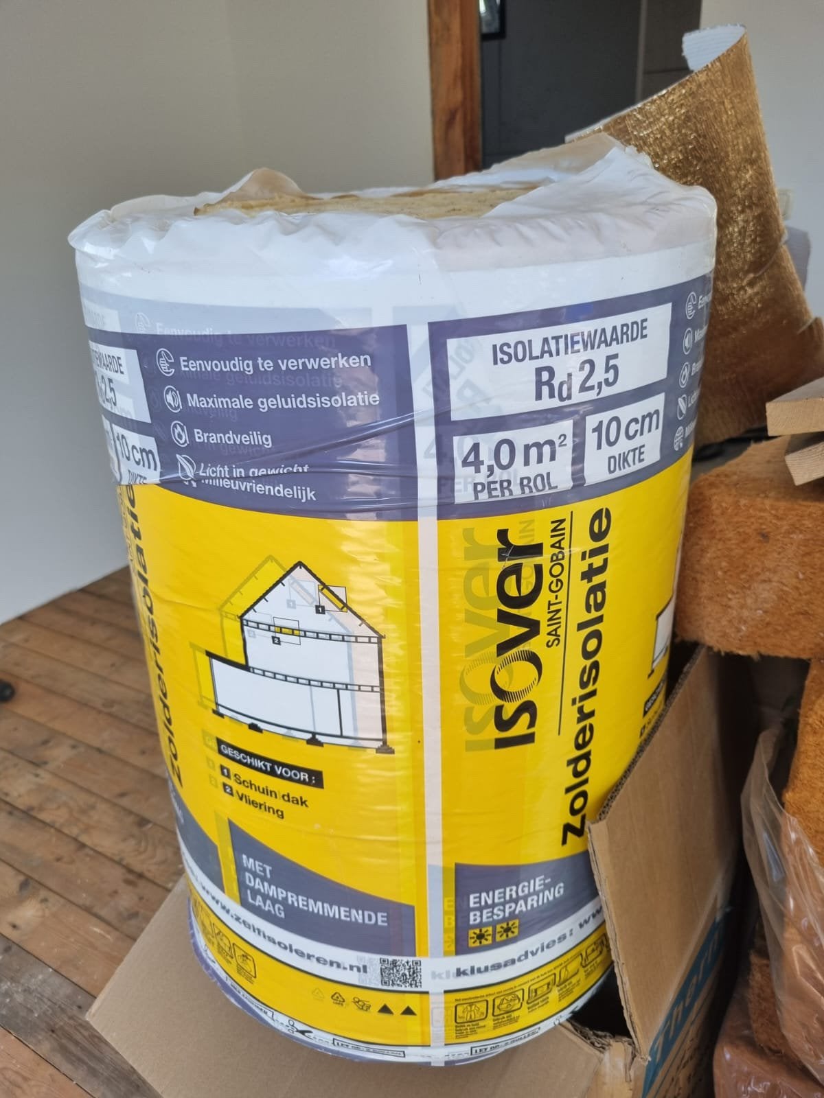 Isover Zolderisolatie – 10 cm – 4 m² – nieuw, Ophalen, 12 cm of meer, Zo goed als nieuw, 15 m² of meer