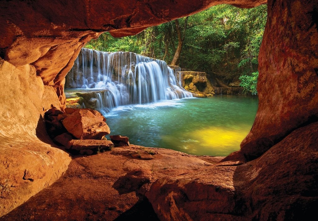 Grot waterval fotobehang 2, Bosbeek behang, *Fotobehang4you, Verzenden, Fotobehang, 5 tot 10 m², Natuurlijk