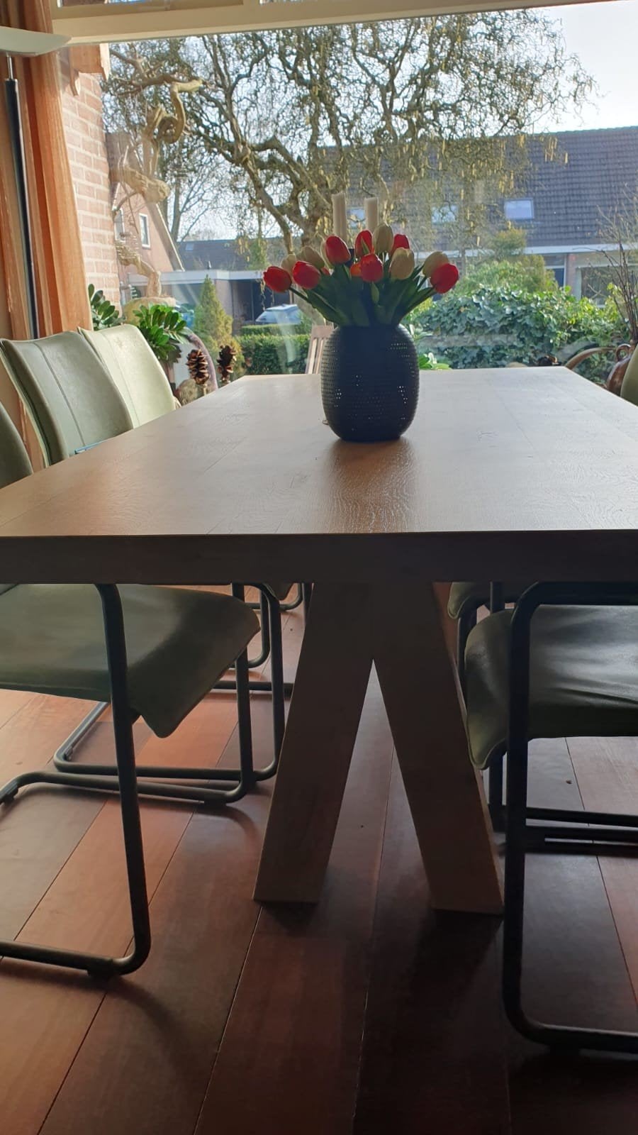 6 (Pinedesign)stoelen olijfgroen., Ophalen, Gebruikt, Overige kleuren, Leer