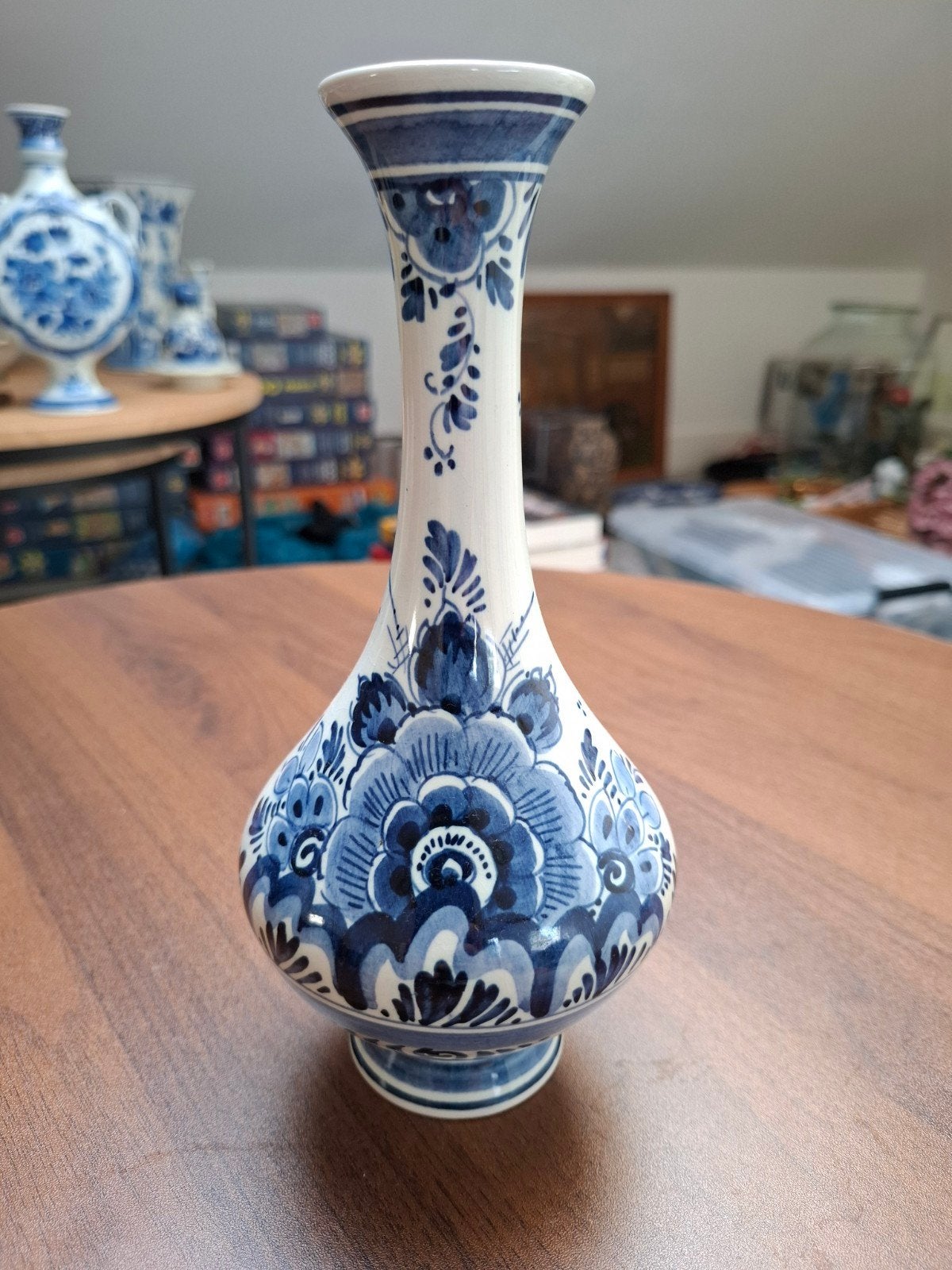 Delfts Holland Handgeschilderde Vaas - Blauw Wit, Antiek en Kunst, Ophalen of Verzenden