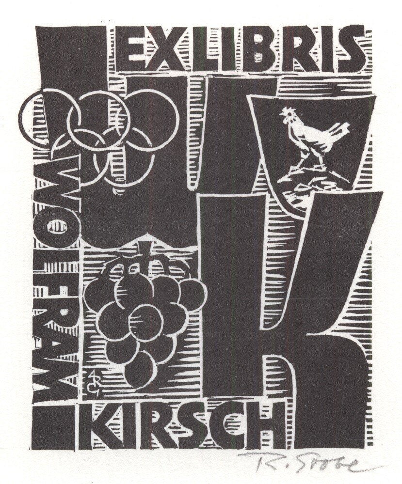 1171 Ex Libris Duitsland : Rudolf Grobe, z.j., Antiek en Kunst, Kunst | Etsen en Gravures, Verzenden, Ex libris