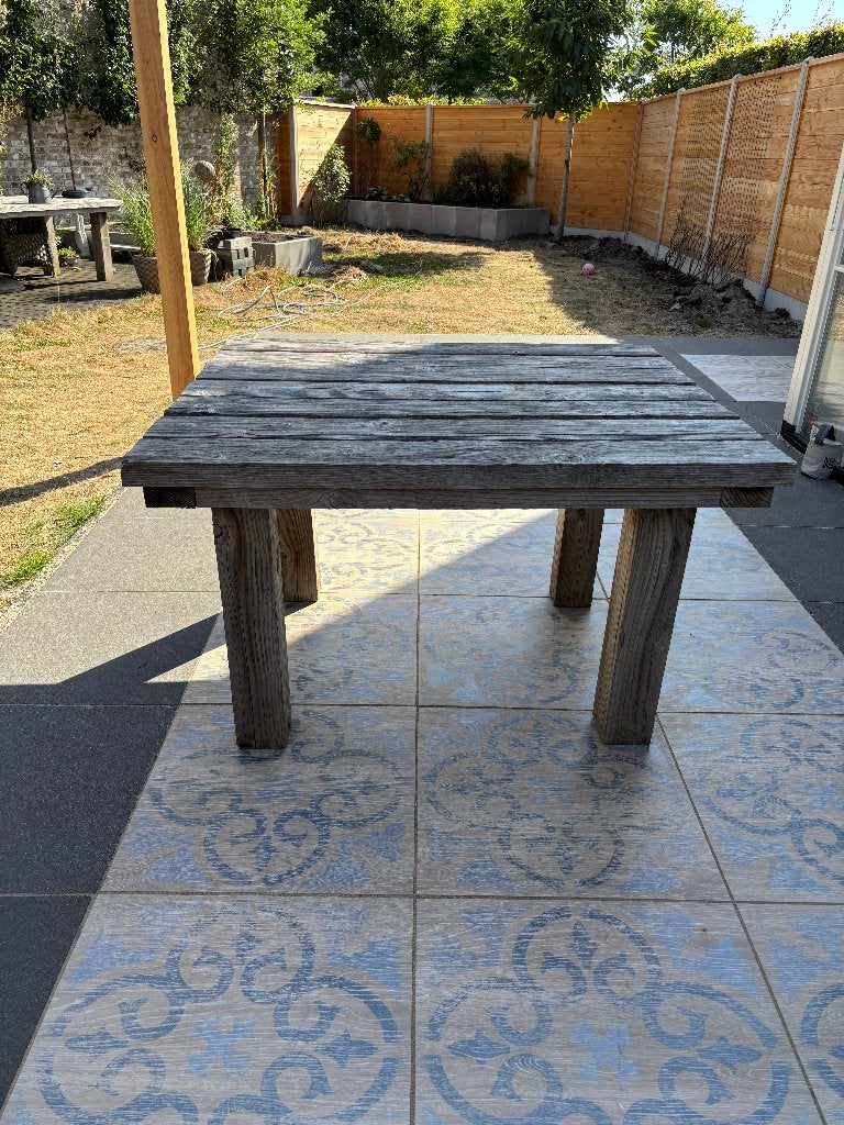 Robuuste Tuintafel Douglas - 4 pers. - vierkant, Ophalen, Gebruikt, Vierkant, Hout
