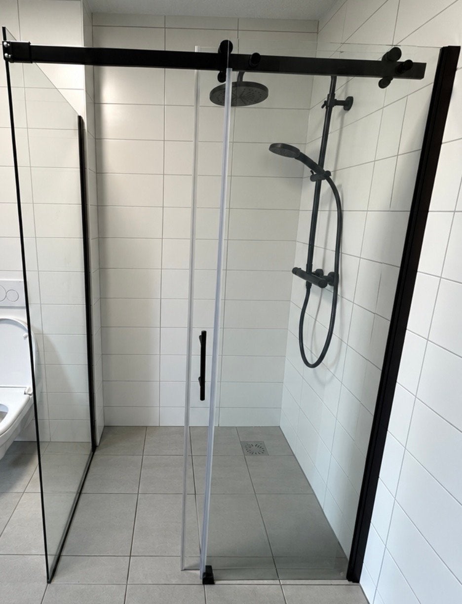 Hornbach Douchecabine Alexa Style 1200x80mm Mat Zwart, Ophalen, Gebruikt, Glas, Douche