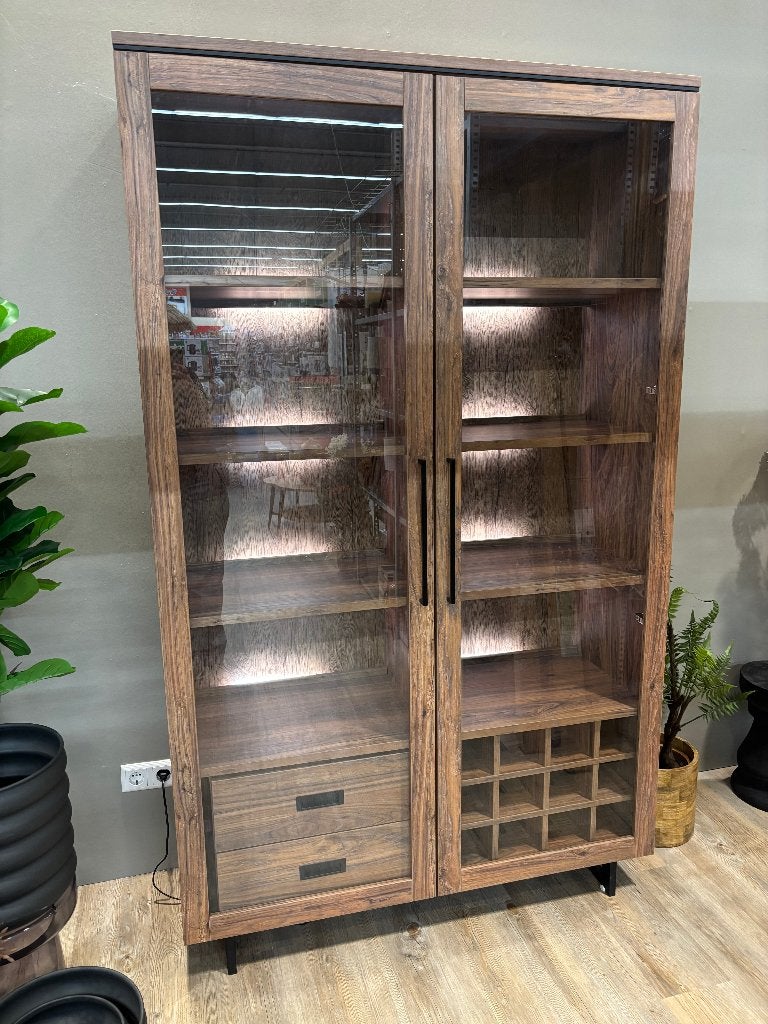 Showmodel Wandkast Marrakech met verlichting, Ophalen, Gebruikt, Met deur(en), Glas