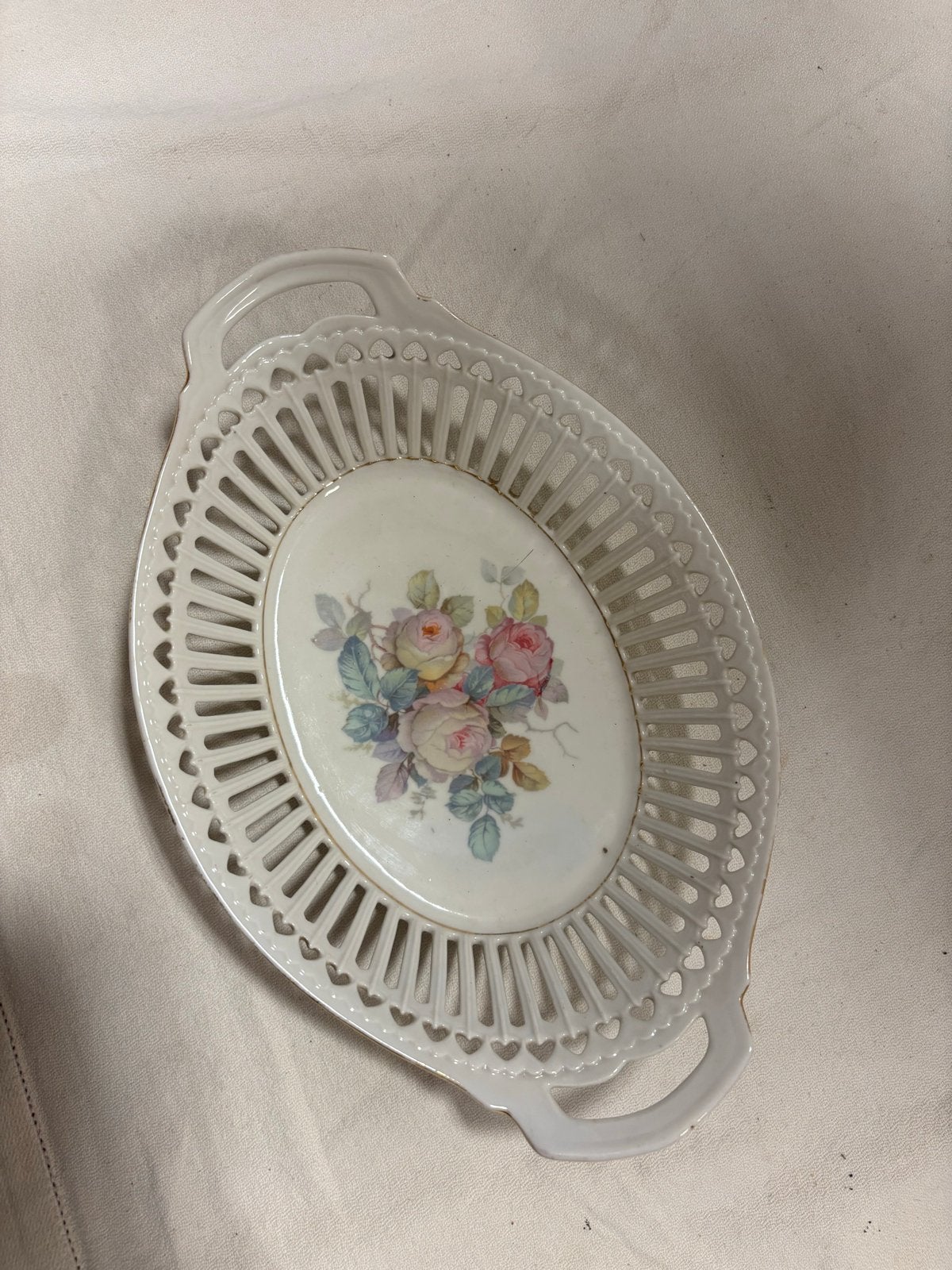 Ovale porseleinen schaal met rozen decoratie, 25 cm, Ophalen of Verzenden