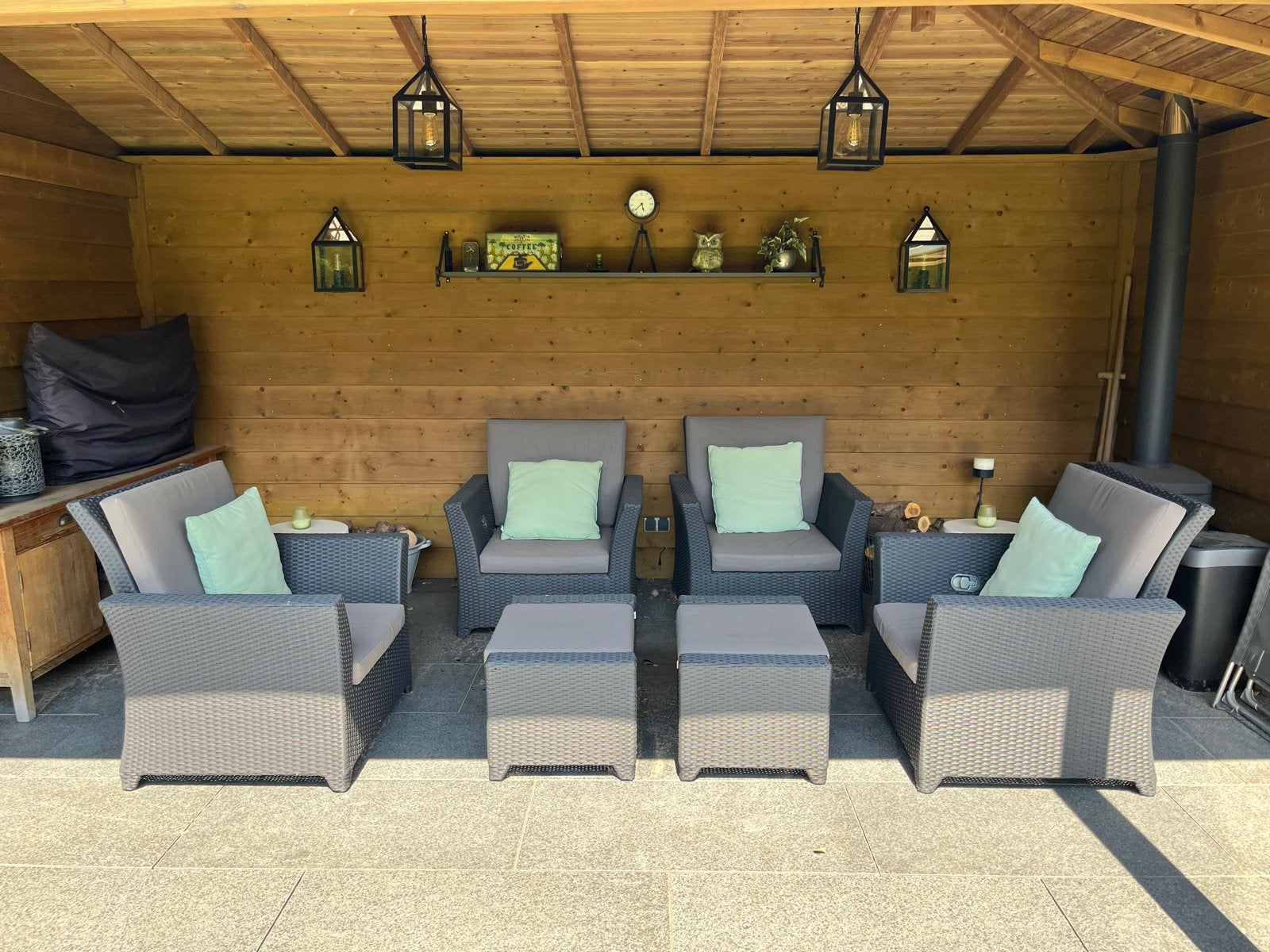 4x Luxe Canadian Wicker Tuinstoelen + 2 Hockers incl kussens, Ophalen, 6 zitplaatsen, Stoel, Zo goed als nieuw