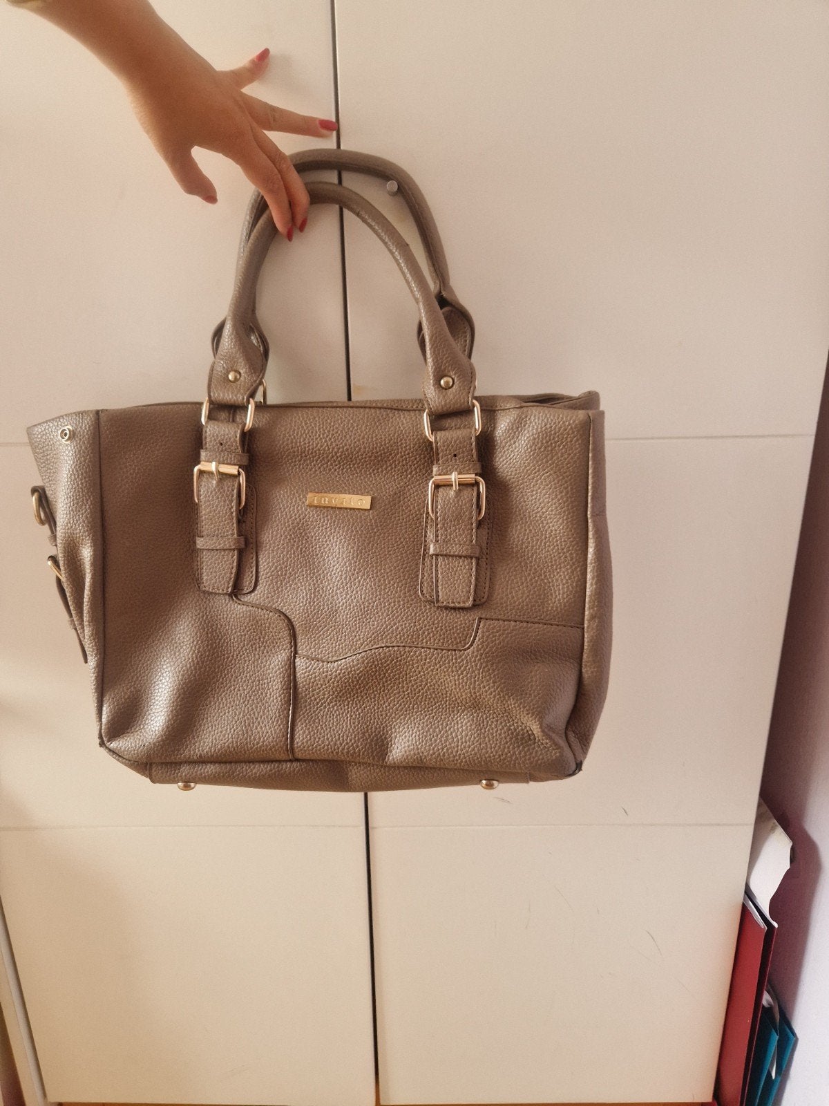 taupe handtas, Ophalen of Verzenden, Handtas