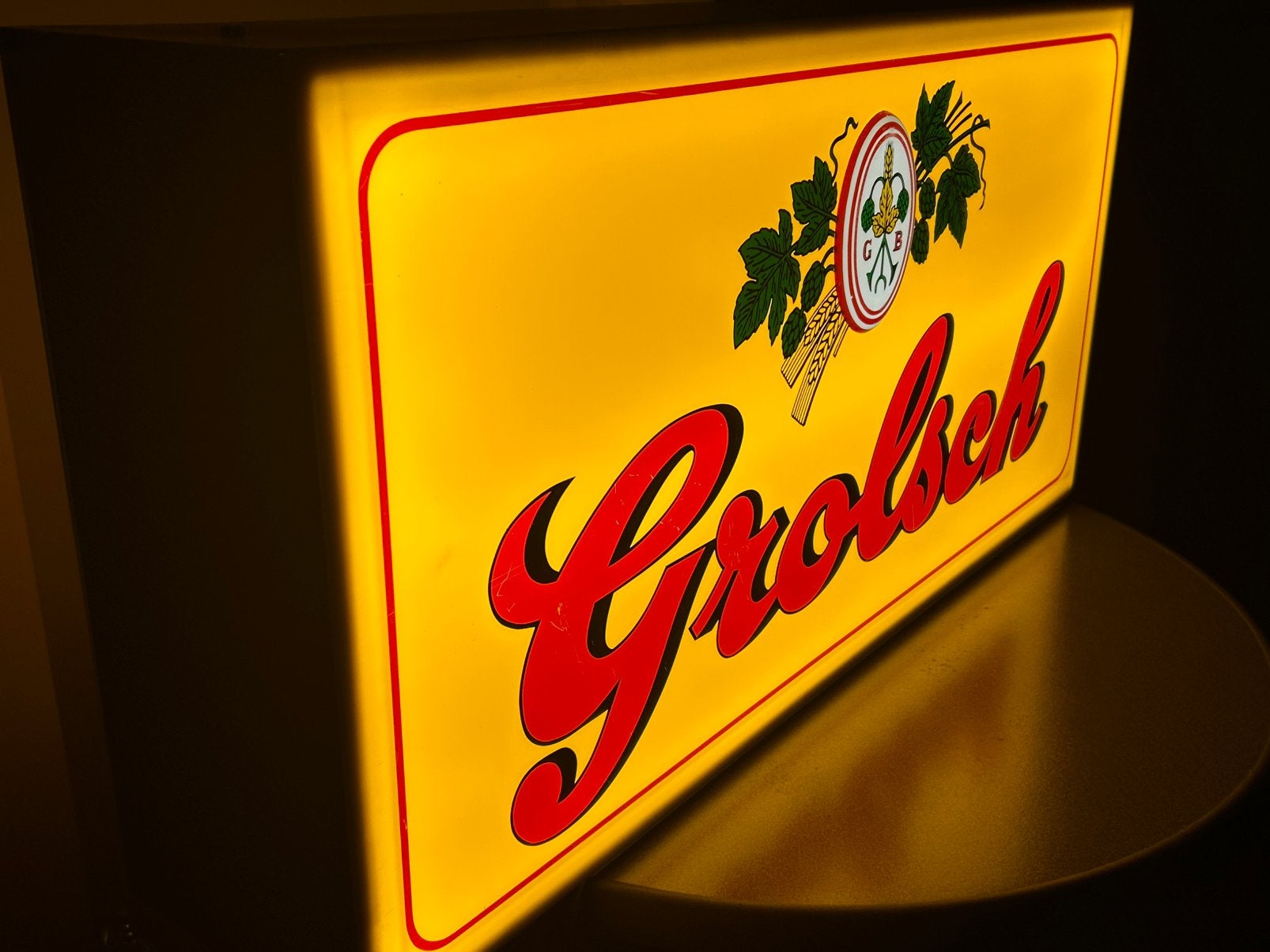 GROLSCH Dubbelzijdige autentieke lichtbak. Uitstekende staat, Ophalen, Zo goed als nieuw, Reclamebord, Plaat of Schild, Grolsch