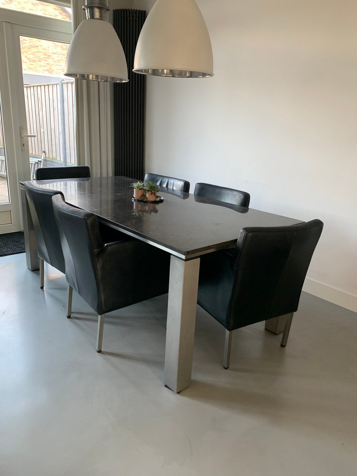 Te koop eethoek 6 persoons, Ophalen, Gebruikt, 4 tot 6 stoelen
