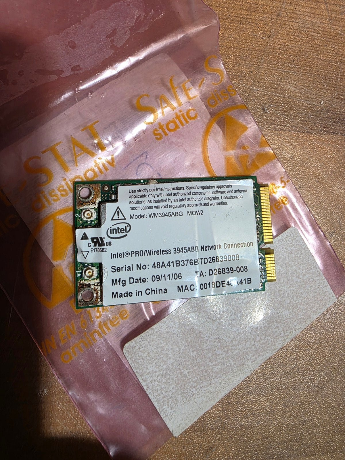 Intel PRO/Wireless 3945ABG Mini PCIe Wifikaart (WM3945ABG), Computers en Software, Ophalen of Verzenden