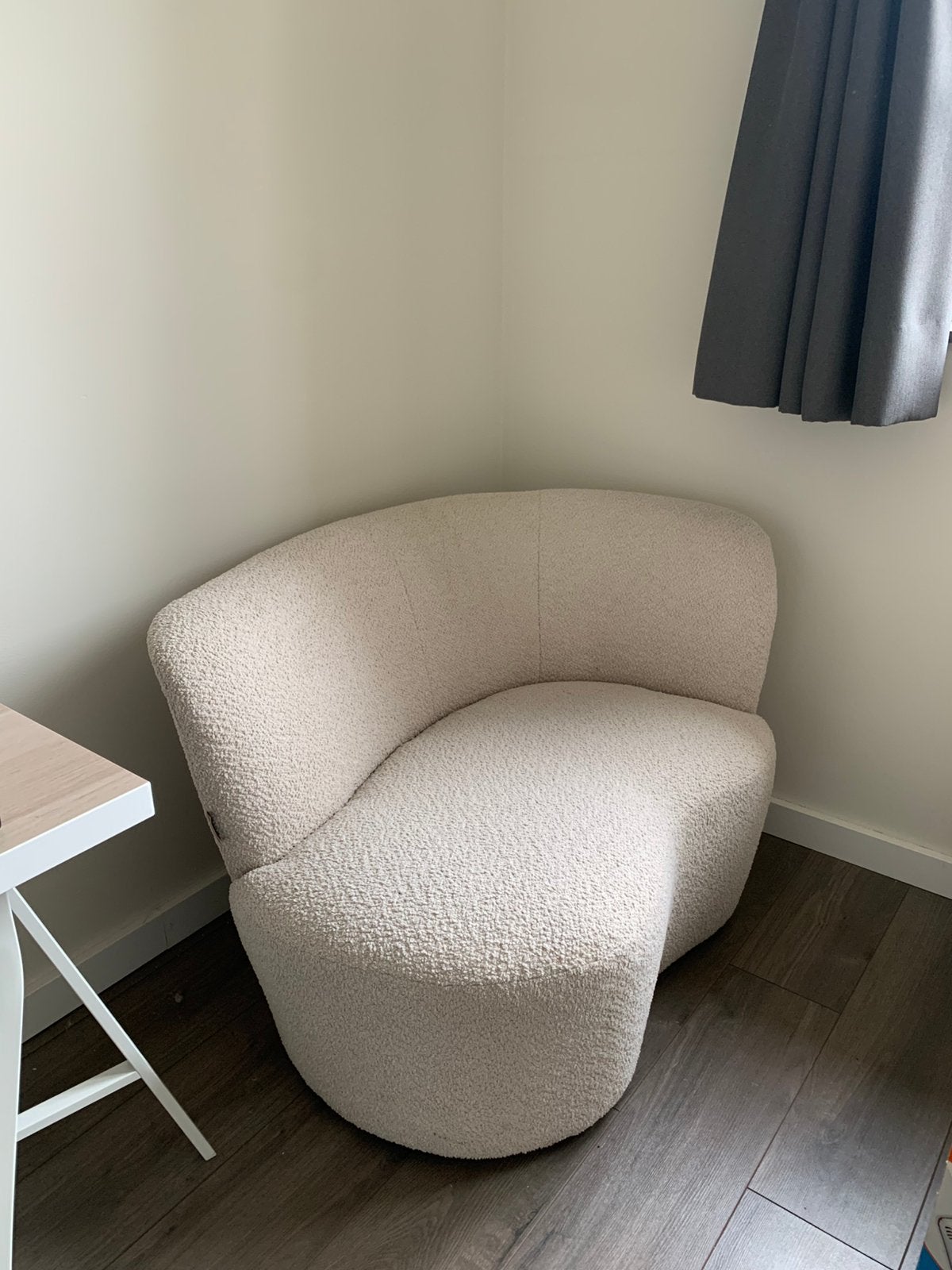 WOOOD fauteuil Stone crème bouclé stof, Ophalen, Tweepersoons, 75 tot 100 cm, Zo goed als nieuw