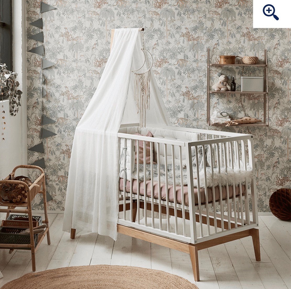 Leander Luna Ledikant 120*60 cm – Wit/Eiken, Kinderen en Baby's, Kinderkamer | Complete kinderkamers, Ophalen, Zo goed als nieuw