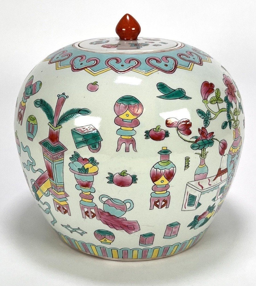 94. Porseleinen gemberpot - famille rose, China, 20e eeuw, Ophalen