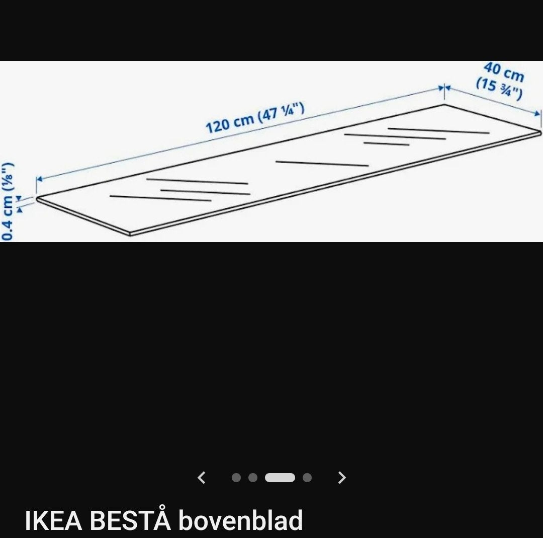 IKEA BESTÅ glas bovenblad plaat 120x40 cm, Ophalen, 100 tot 150 cm, Zo goed als nieuw, Modern
