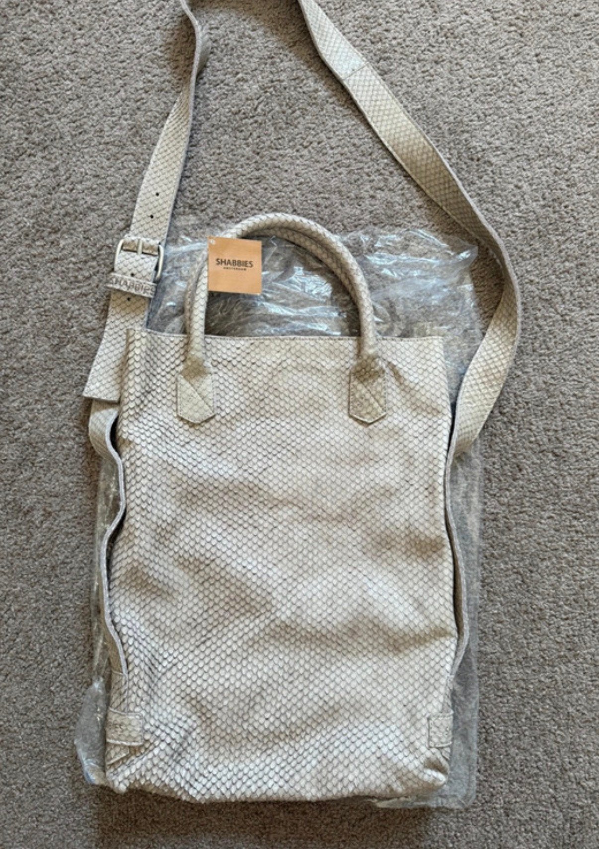 Nieuw Shabbies leren tas snake print taupe, Ophalen of Verzenden, Nieuw, Handtas