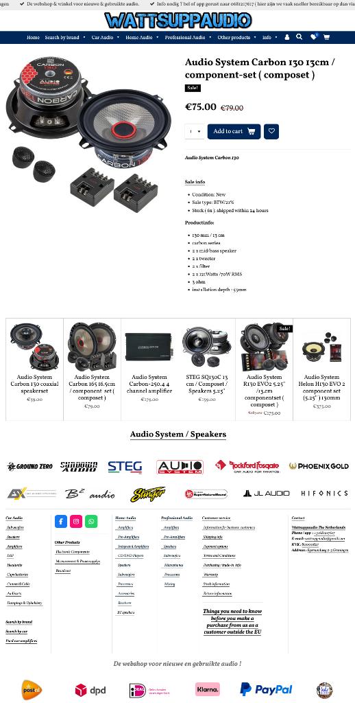 Audio System Carbon 130 13cm / 5.25'' Composet / Speakers, Auto diversen, Autospeakers, Info@optimount.nl, Nieuw, Ophalen of Verzenden