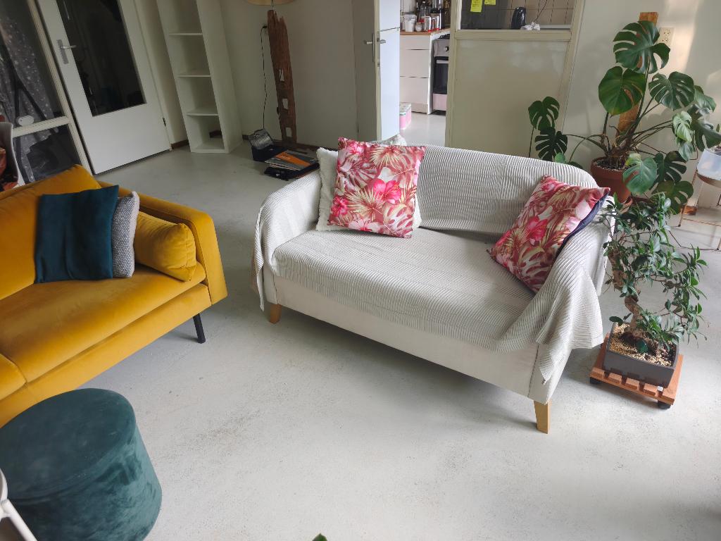 IKEA Linanäs 2-zits bank Vissle beige, Ophalen of Verzenden, Gebruikt, 75 tot 100 cm, Tweepersoons