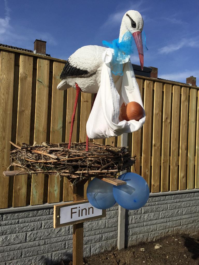 Geboortebord OOIEVAAR op NEST huren huur babyspullen jongen, Ophalen, Zo goed als nieuw, Geboortebord