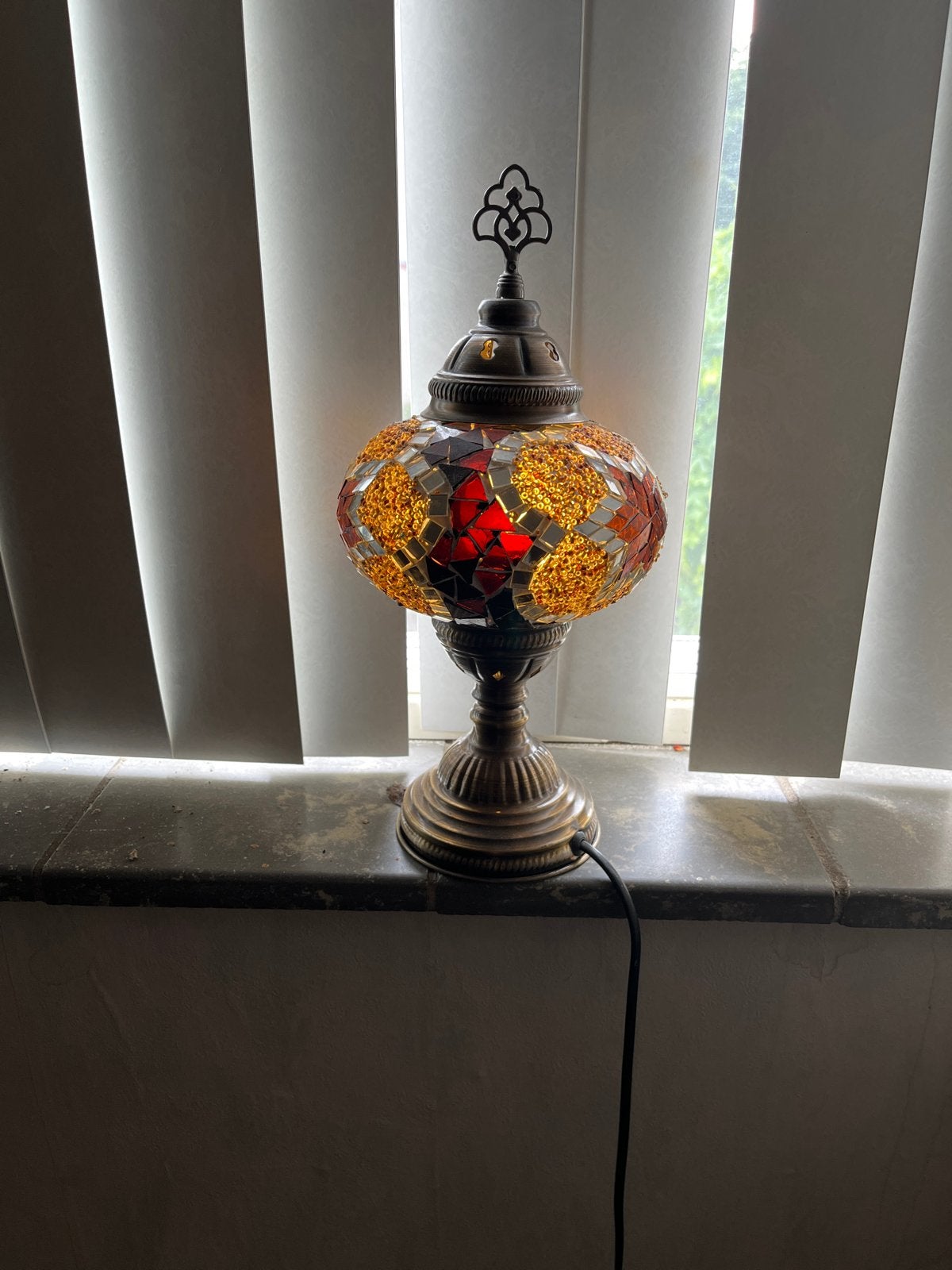 Oosterse Mozaïek Tafellamp - Handgemaakt en Sfeervol, Huis en Inrichting, Lampen | Tafellampen, Ophalen, Met schakelaar, Vintage
