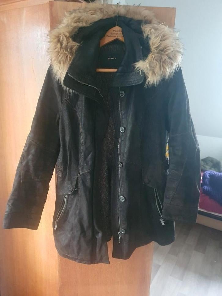 Leder jas maat 38, Ophalen of Verzenden, Zo goed als nieuw, Maat 38/40 (M), Zwart