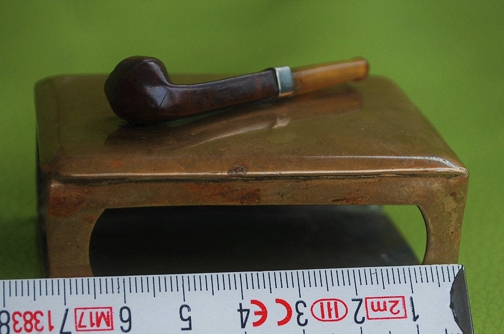 Tabak doos Houder Messing met mini Pijp Handgemaakt Vintage, Ophalen of Verzenden