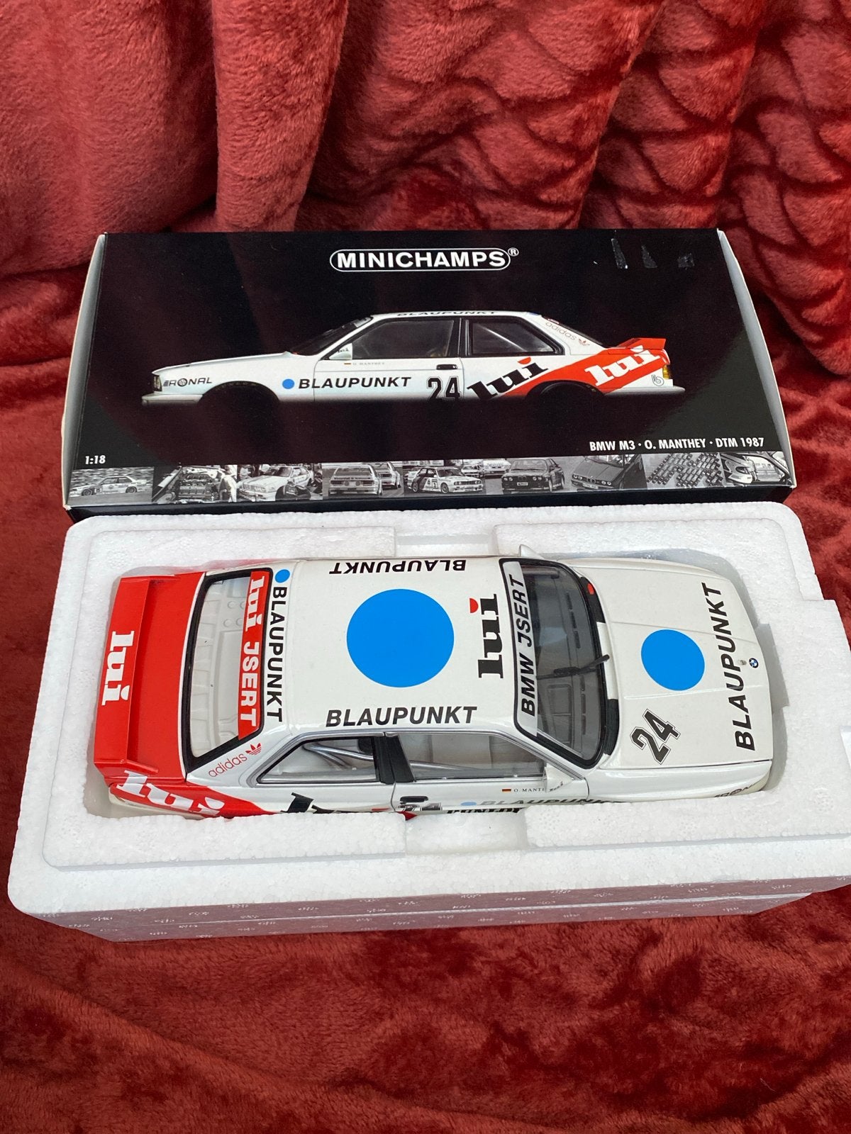 Minichamps BMW M3 O. Manthey DTM 1987 Schaalmodel 1:18, Hobby en Vrije tijd, Ophalen of Verzenden, Zo goed als nieuw, Auto, MiniChamps