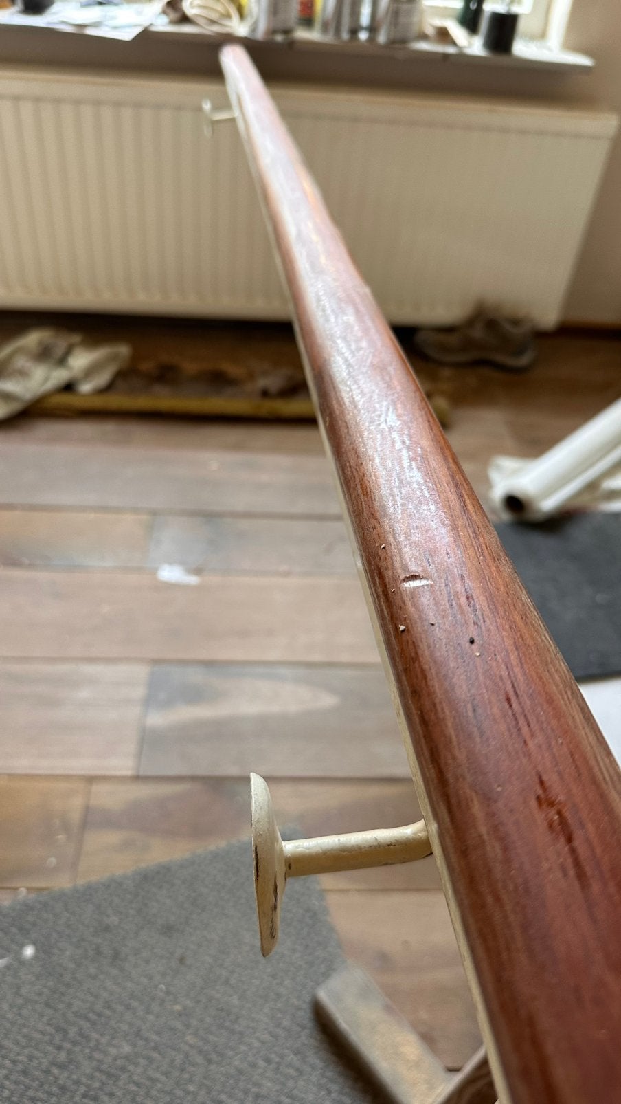 Trapleuning recht 3,5 meter hout en metaal, Ophalen, Zo goed als nieuw, 2 tot 4 meter