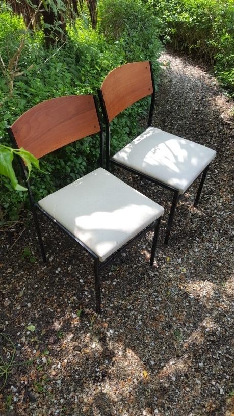 Retro vintage Gijs van der Sluis eetkamer stoelen., Ophalen, Mid 20th century modern, Gebruikt, Twee