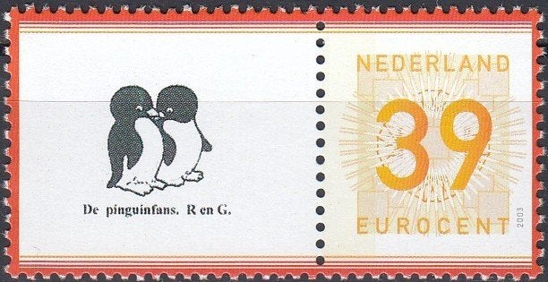Nederland- 2003- Pinguïns -30- De Pinguïnfans- Oranje- 2- P, Postzegels en Munten, Verzenden, Na 1940, Postfris