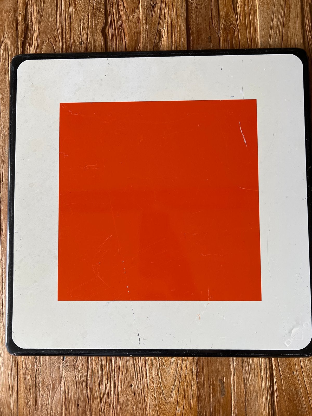 Oud Durabo verkeersbord oranje/wit, Ophalen