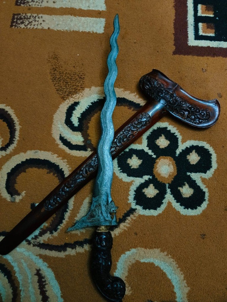 Anttieke Keris Nagasasra 13 Luk Uler Lulut Sawo-Hout SUZ53, Wapen, Verzenden, Overige materialen, Indonesië