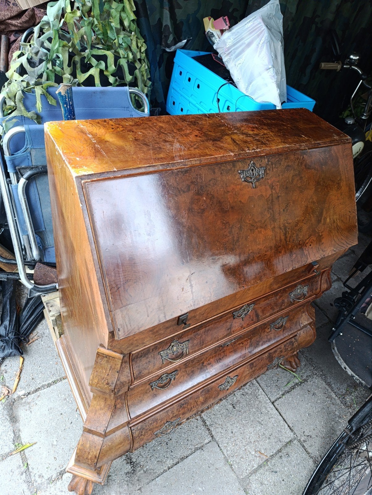 Antieke Wortelnoten Secretaire - Lichte Opknapper, Huis en Inrichting, Ophalen, Gebruikt, Antiek, Klassiek