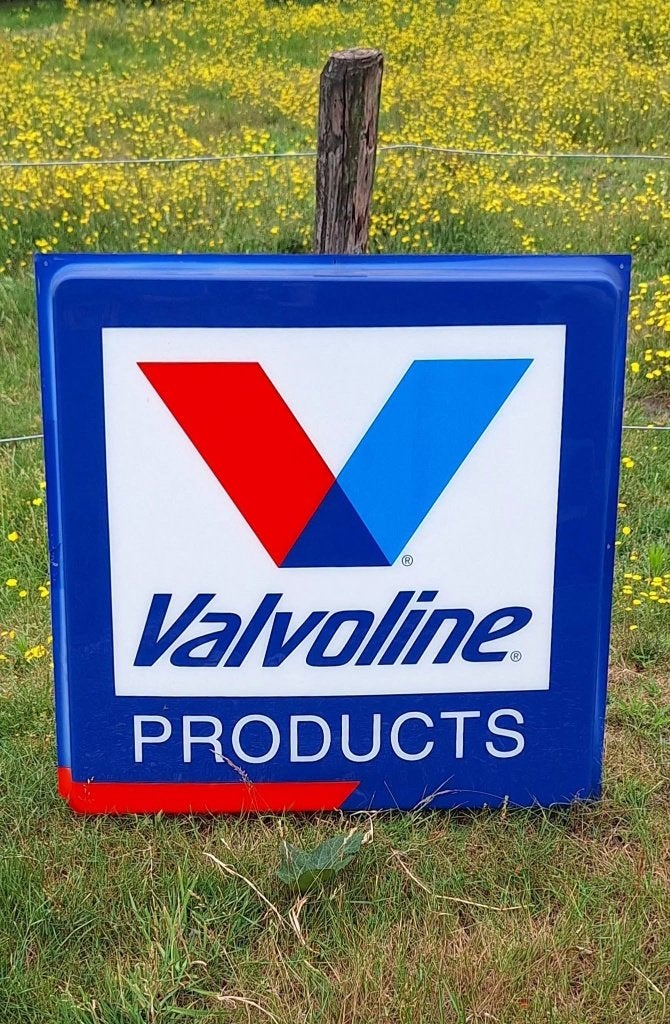 Vintage Valvoline lichtbak reclamebord️, nr.2 ⛽️, Verzamelen, Ophalen, Reclamebord, Gebruikt, .