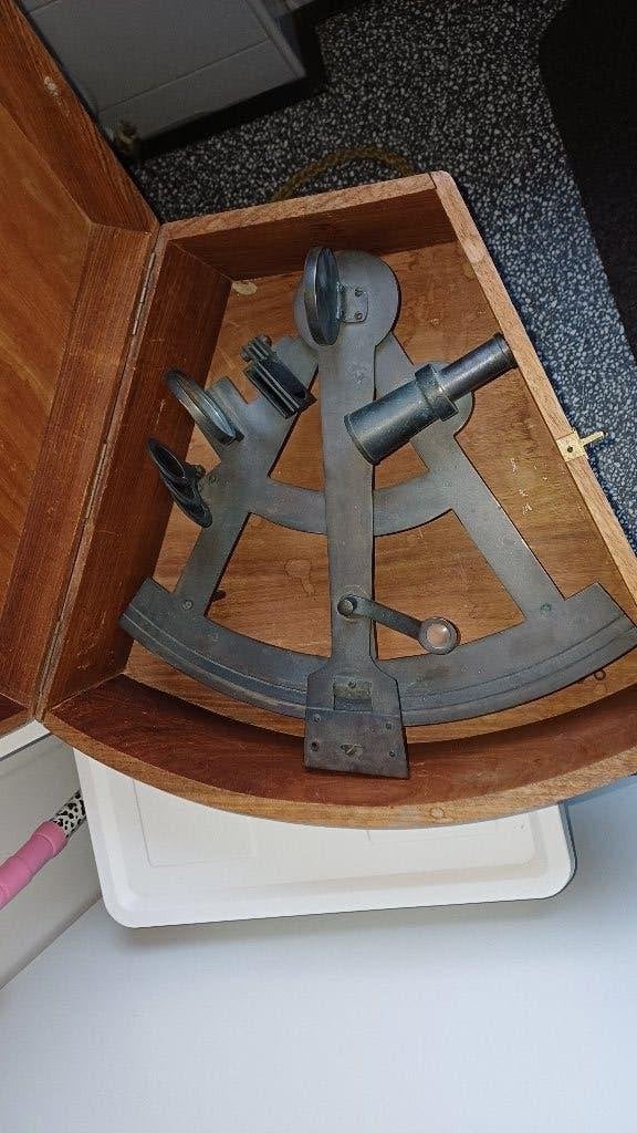Mooie oude sextant in originele box,, Antiek en Kunst, Ophalen of Verzenden