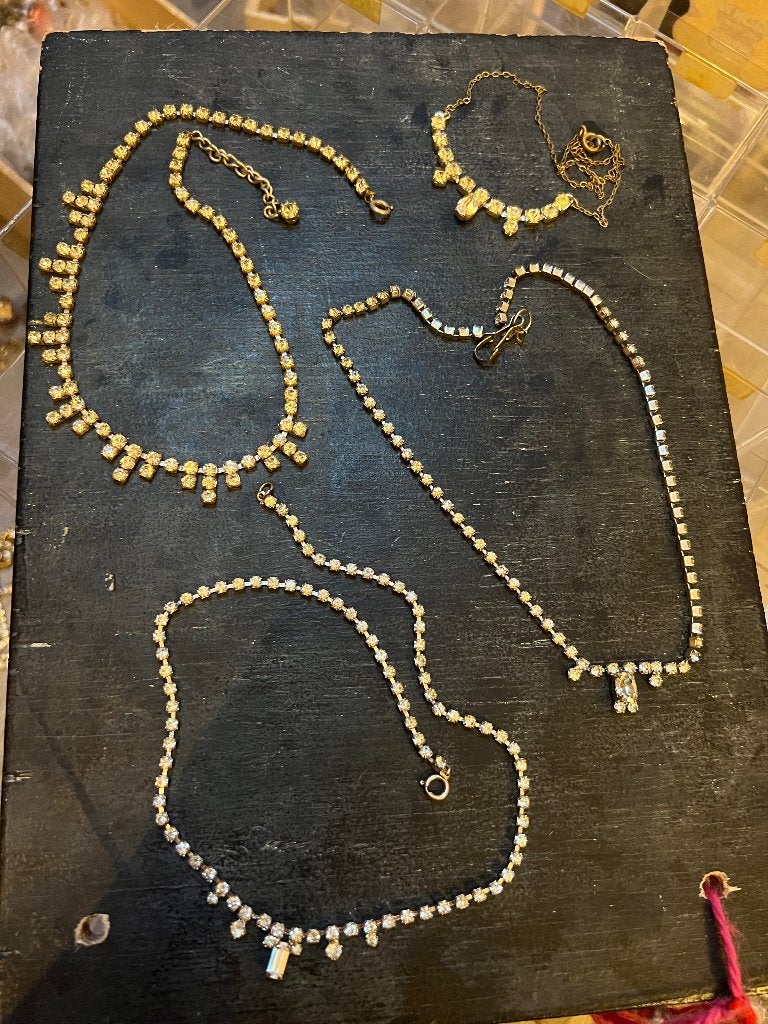 Vintage rhinestones strass Costume jewelry ketting colliers, Ophalen of Verzenden, Overige materialen, Ketting