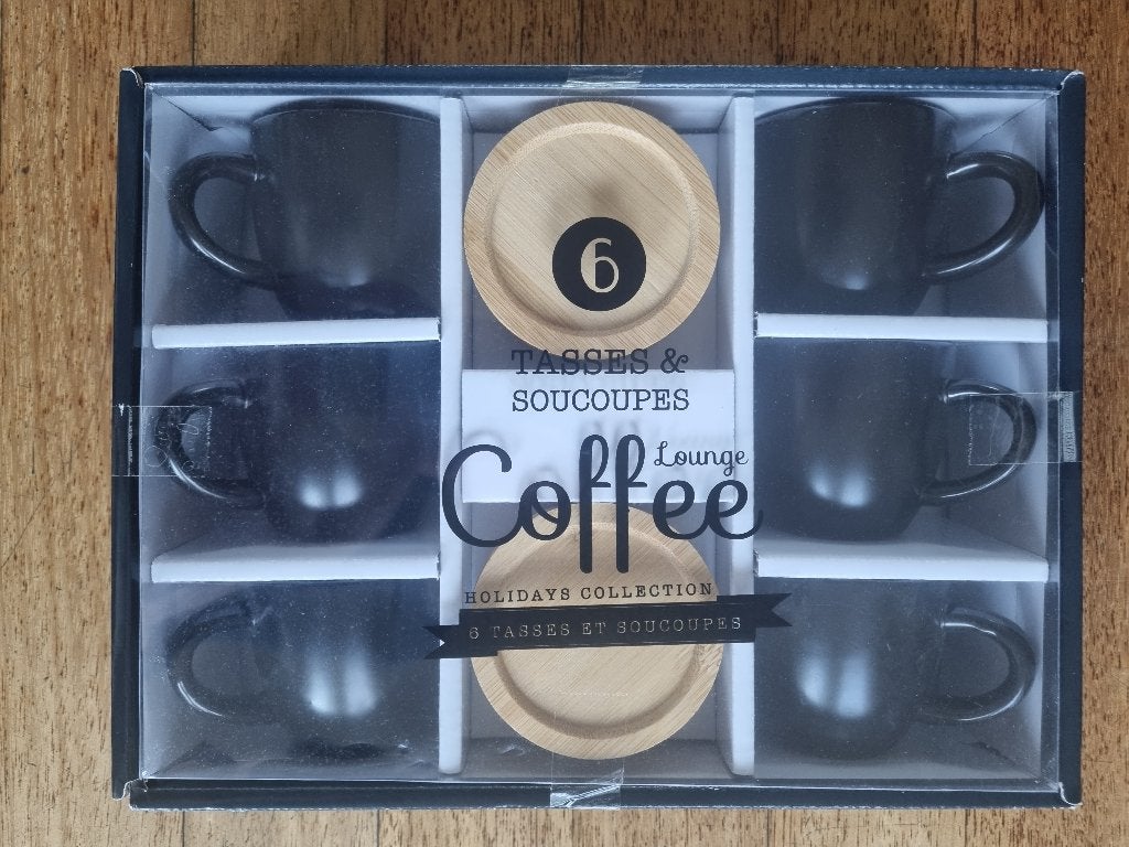 Cadeauset koffiekopjes, zwart, NIEUW, Keramiek, Nieuw, Ophalen of Verzenden, Overige stijlen
