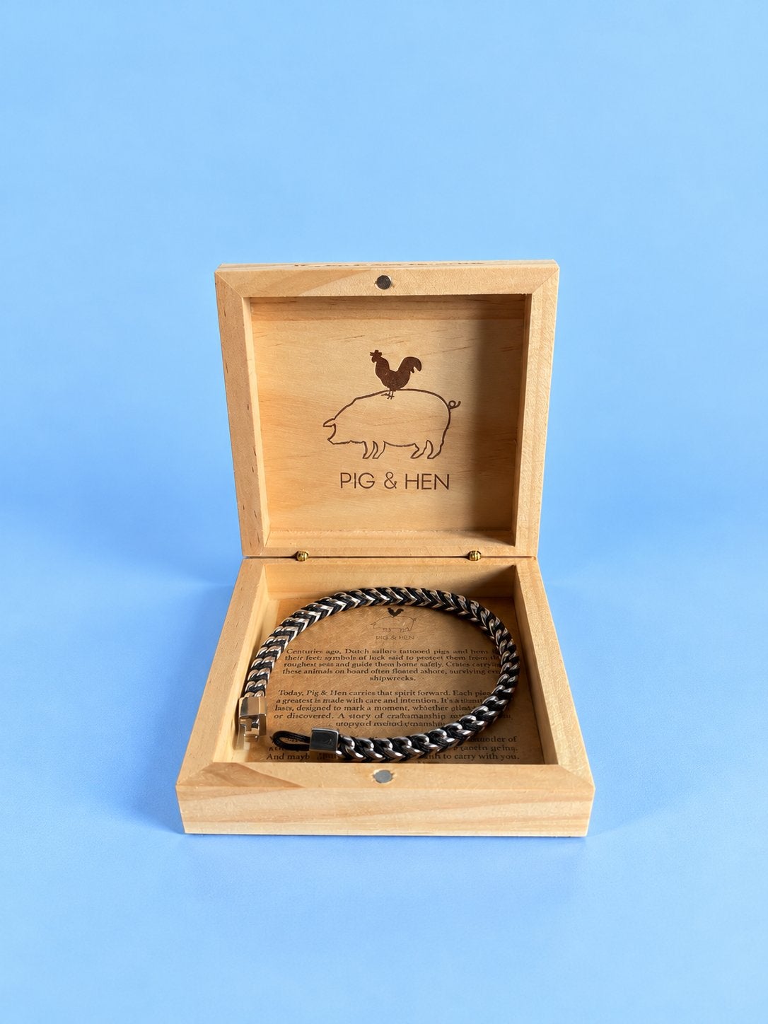 Pig & Hen Heren armband Catena Foxtail Navy Silver ML 19cm, Ophalen of Verzenden, Zo goed als nieuw, Blauw, Staal