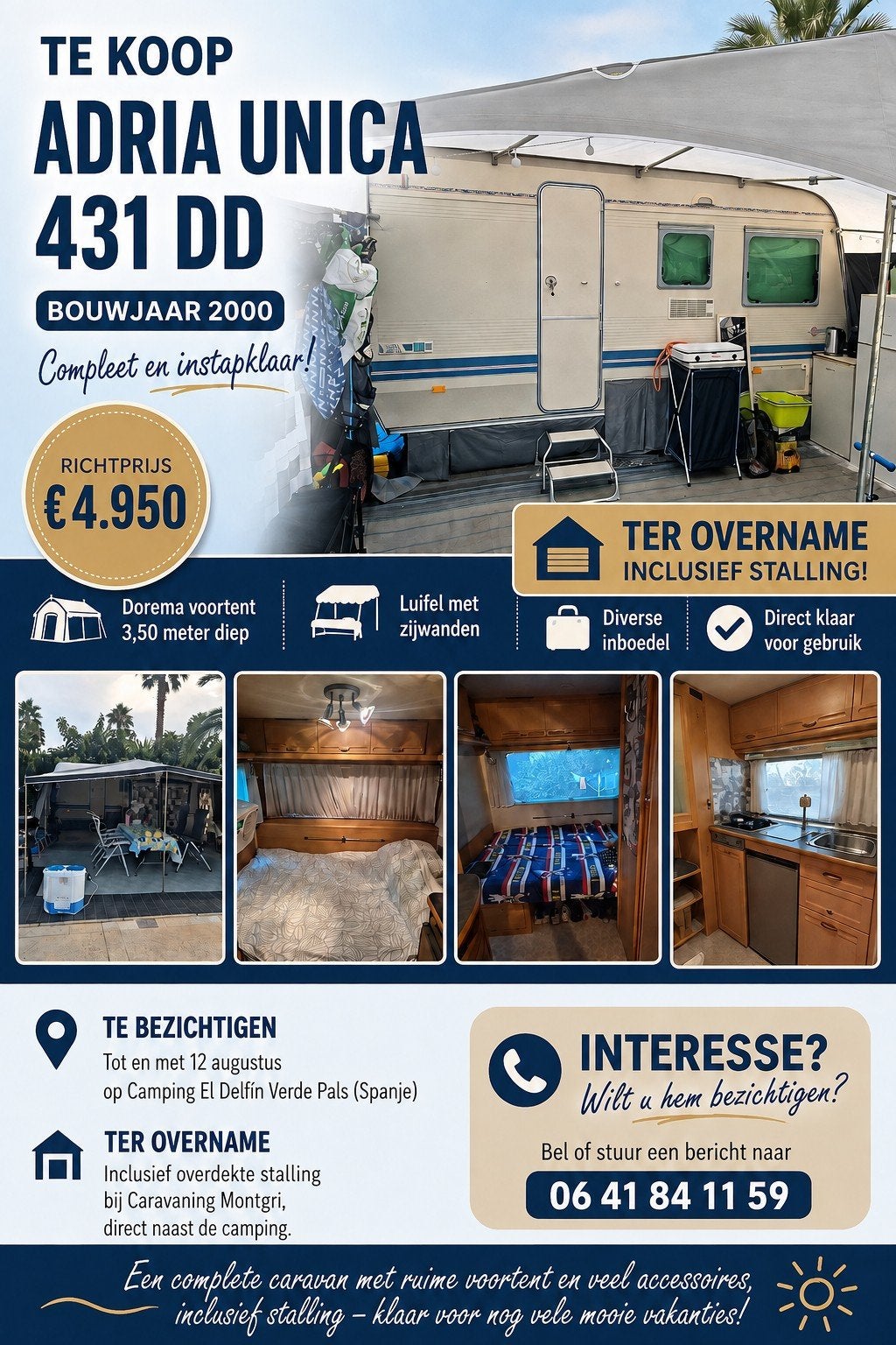 Adria Unica 431 DD Caravan - Compleet en instapklaar!, Caravans en Kamperen, Caravans, Vast bed, Rondzit, Particulier, Adria